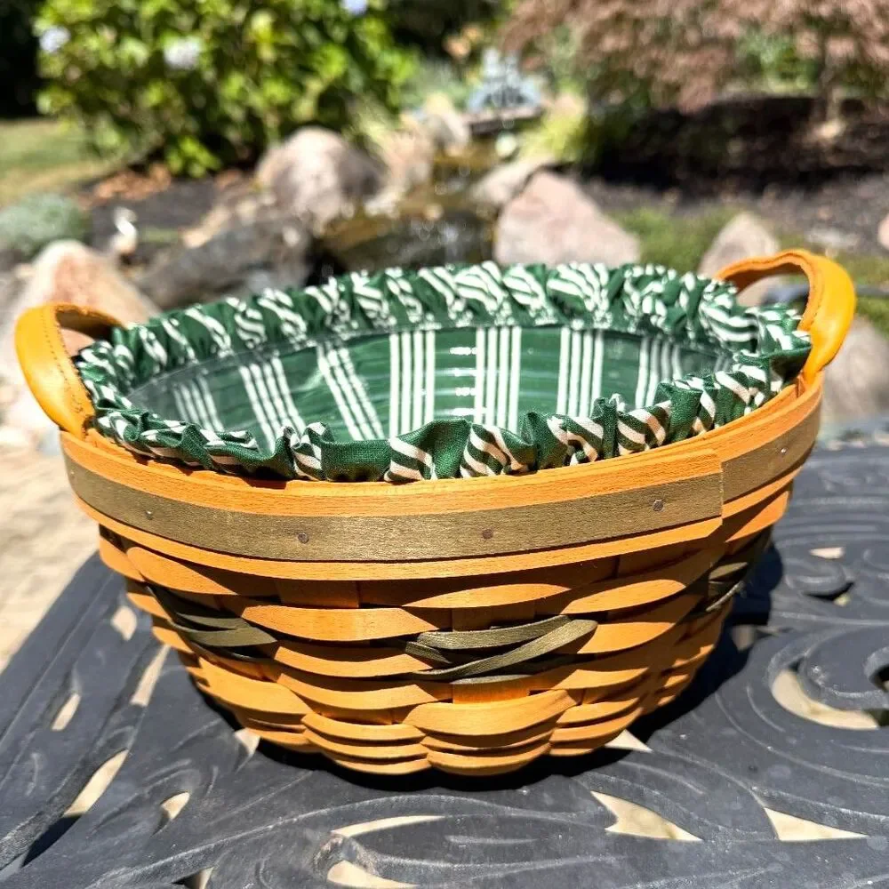 Vintage Longaberger 1999 Christmas Collection Popcorn Basket NWT Liner Protector